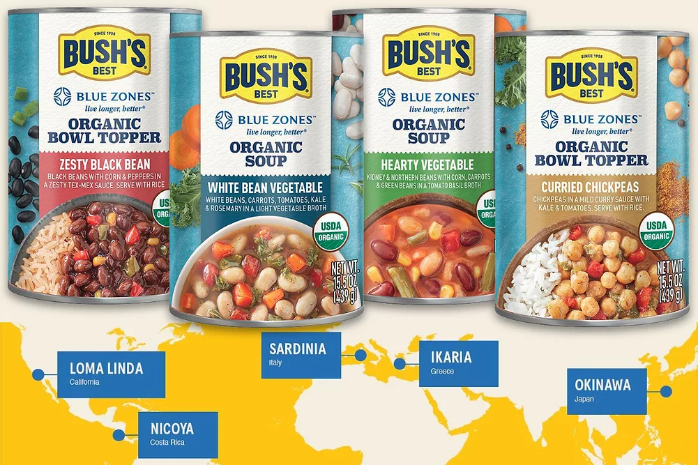 Bush’s and Blue Zones organic bowl toppers and soups