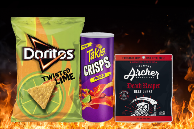 Doritos Twisted Lime, Takis Crisps and Country Archer Death Reaper Beef Jerky