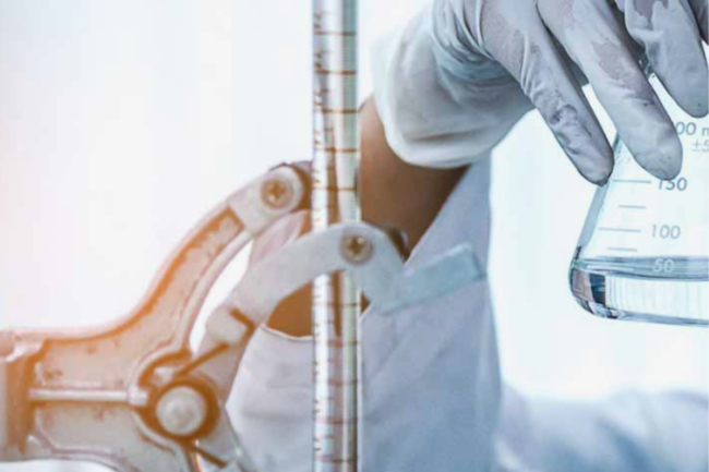 Food scientist holding a beaker