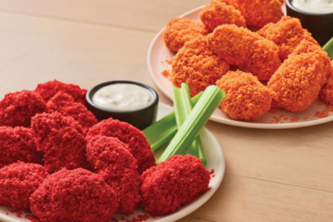 Chicken wings tossed in Cheetos Wing Sauce and Cheetos Flamin’ Hot Wing Sauce and coated in Cheetos crumbles from Applebees