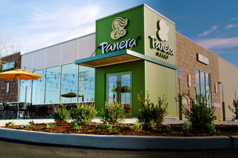 Exterior of Panera Bread's next generation cafe in Ballwin, Mo.