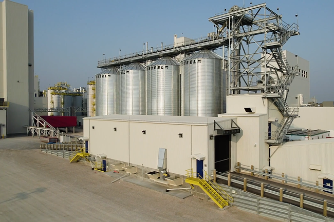 Exterior of Roquette's pea processing facility in Portage la Prairie, Man. 