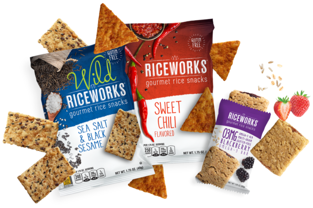Variety of gluten-free rice snacks from Riceworks