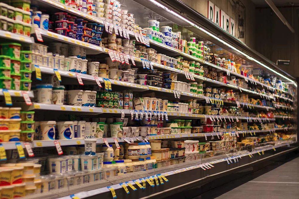 discount grocery retailer's dairy aisle