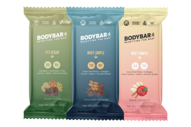 pple cinnamon, sweet cocoa and chocolate brownie protein bars from BodyBar Protein