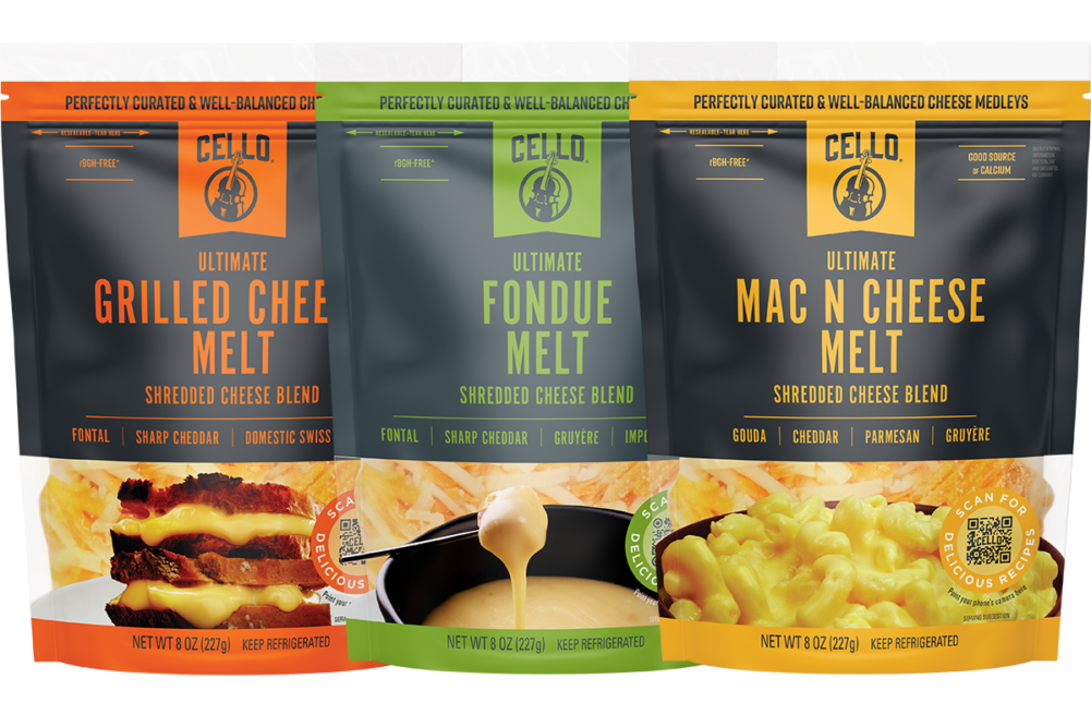  Ultimate Cheese Melts shredded blends from specialty cheese brand Cello