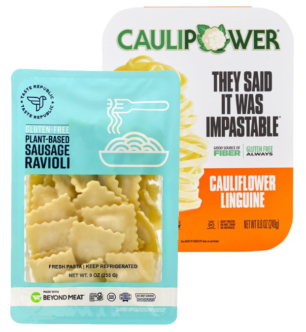 Gluten-free pasta from Tribe 9 Foods and Caulipower