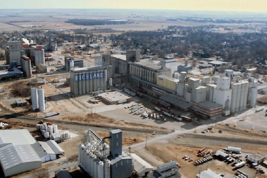 Aerial view of Riceland Foods'  rice milling facility in Stuggart, Ark. 