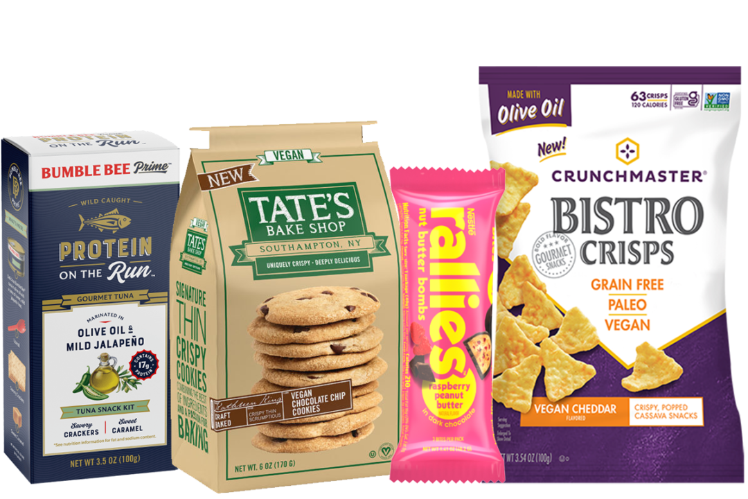 Snacks from Bumble Bee, Tate's, Nestle, TH Foods