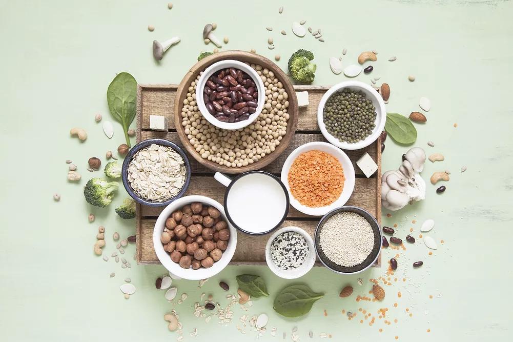 Healthy plant vegan food, veggie protein sources