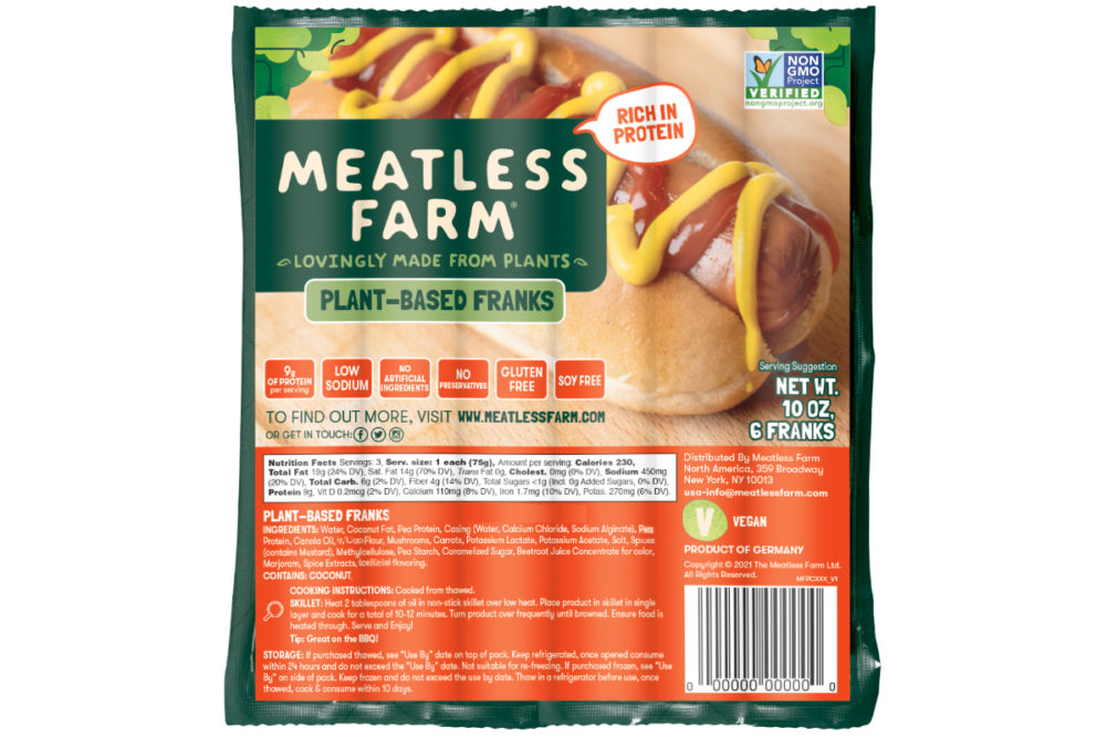 Meatless Farm plant-based franks