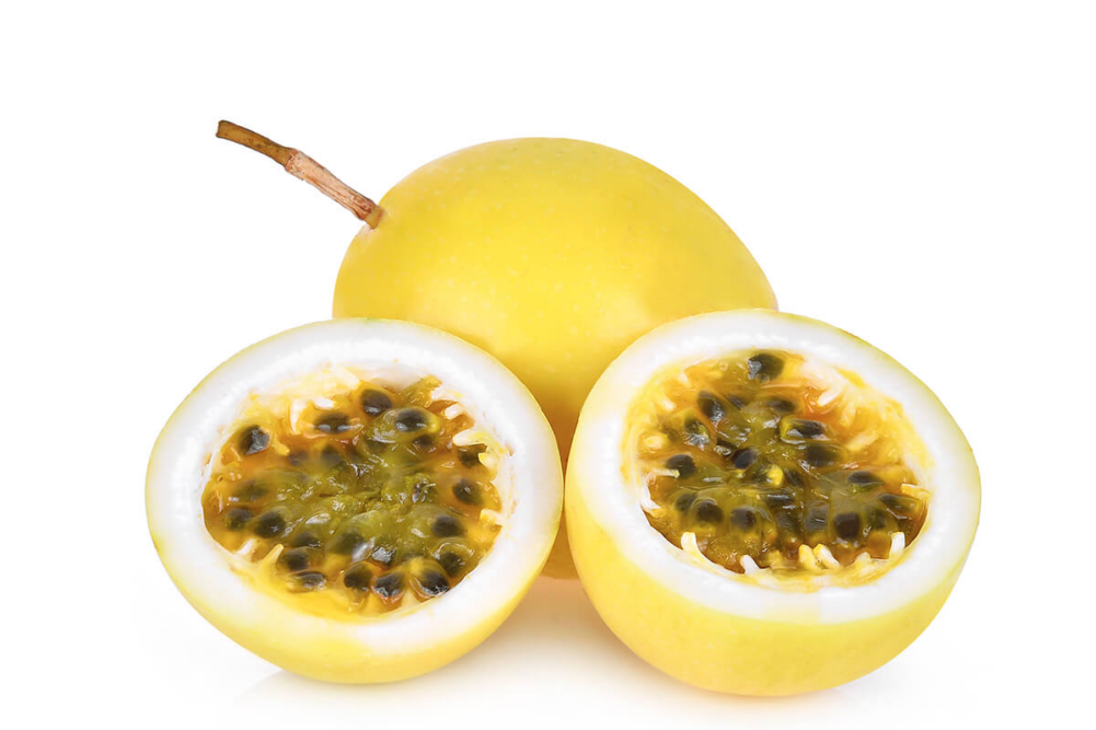 Passion fruit on white background