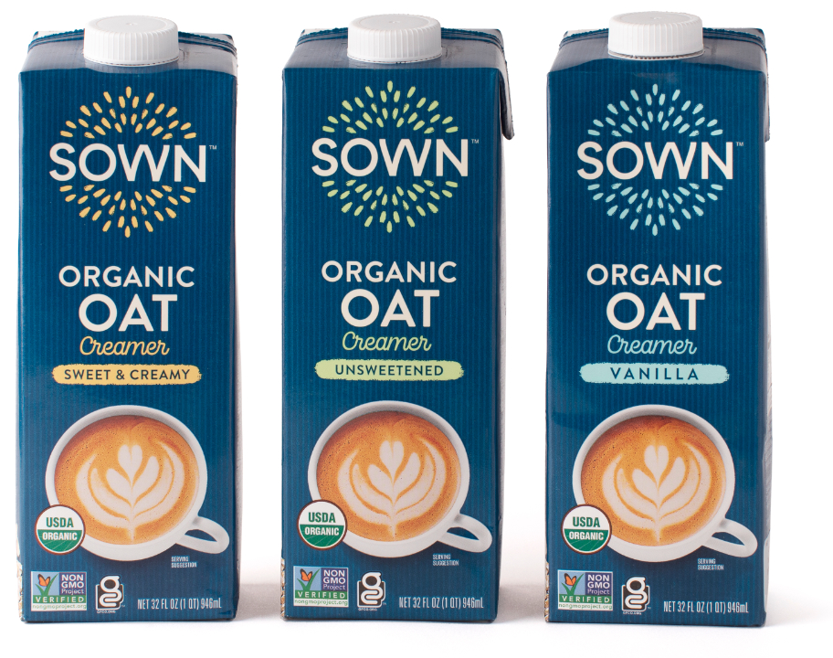 Sown oat milk creamers