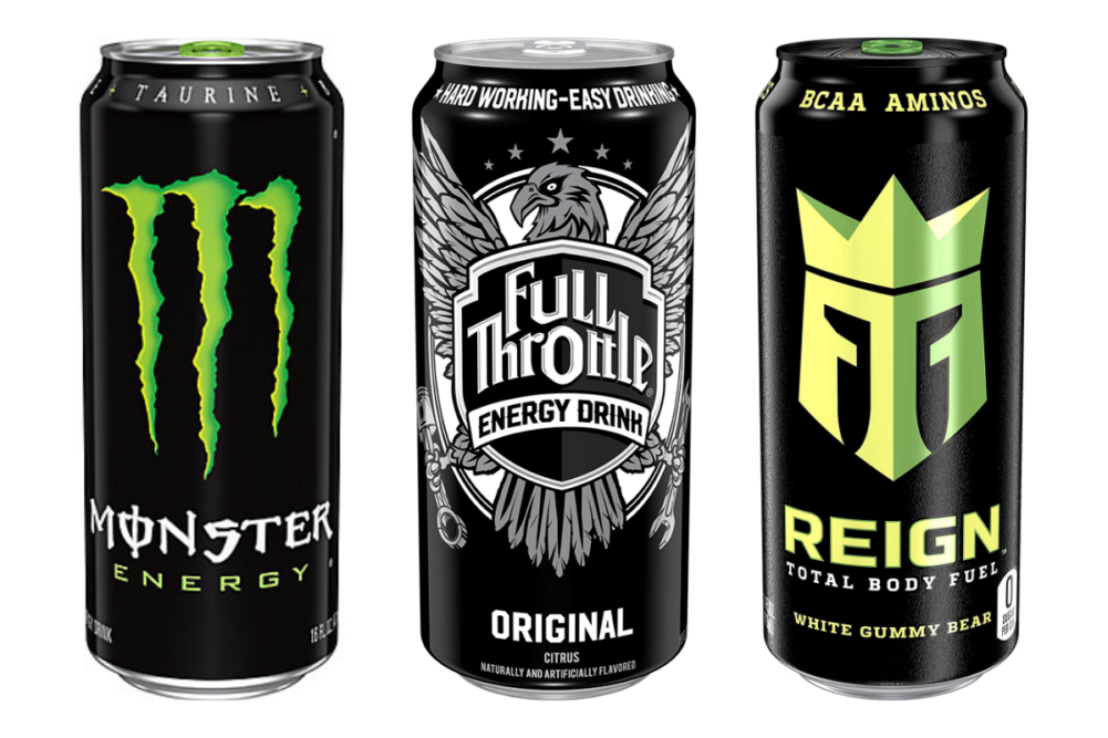 Monster, Full Throttle and Reign Total Body Fuel energy drinks from Monster Beverage Corp.