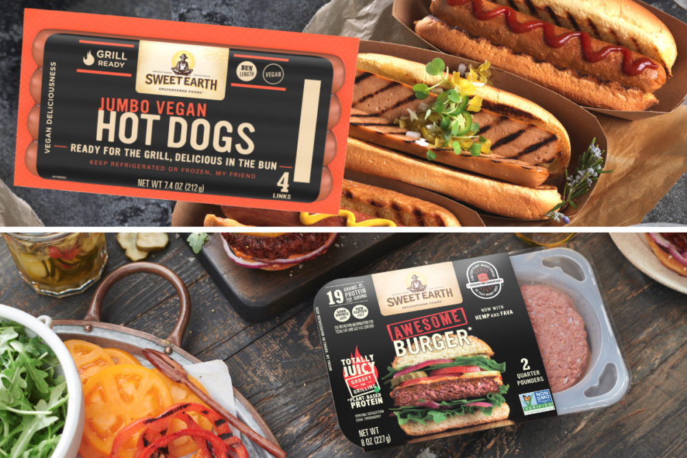 Sweet Earth Foods vegan hot dogs and reformulated Awesome Burger