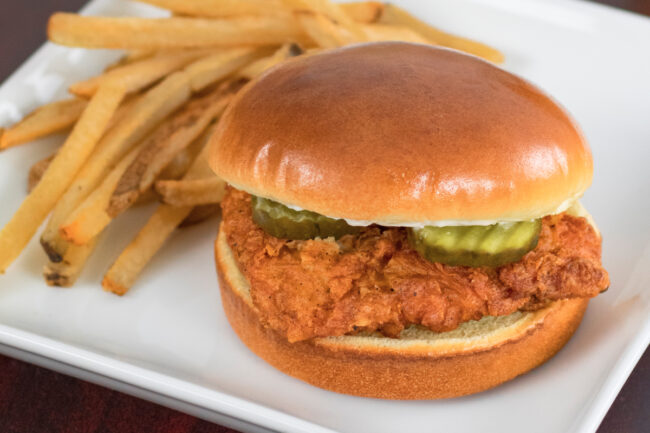 BBU potato bun on fried chicken sandwich