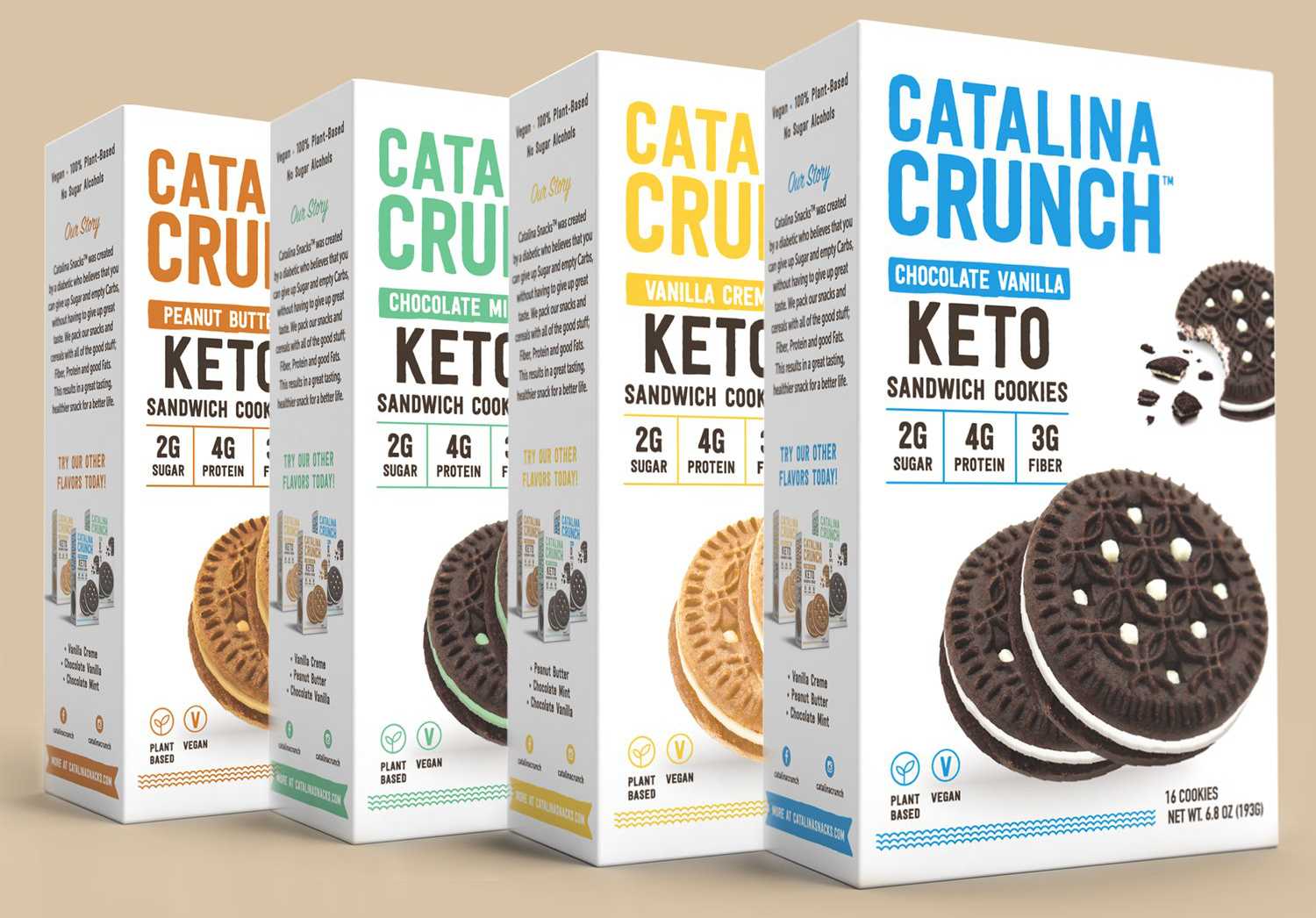 Variety of keto-friendly cookies from Catalina Crunch