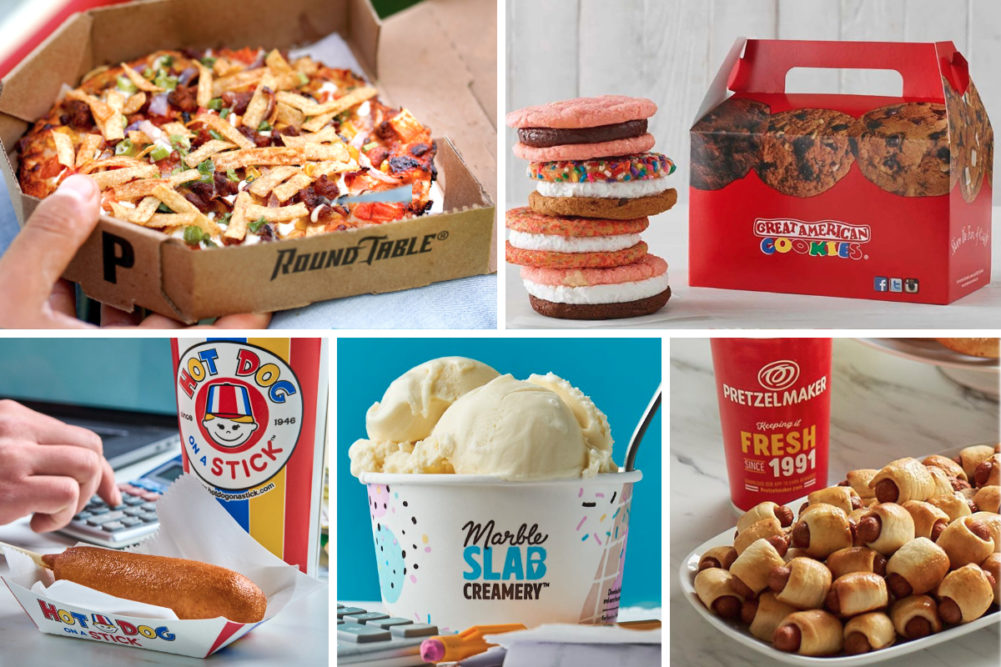 Global Franchise Group restaurants: Round Table Pizza, Great American Cookies, Hot Dog on a Stick, Marble Slab Creamery and Pretzelmaker