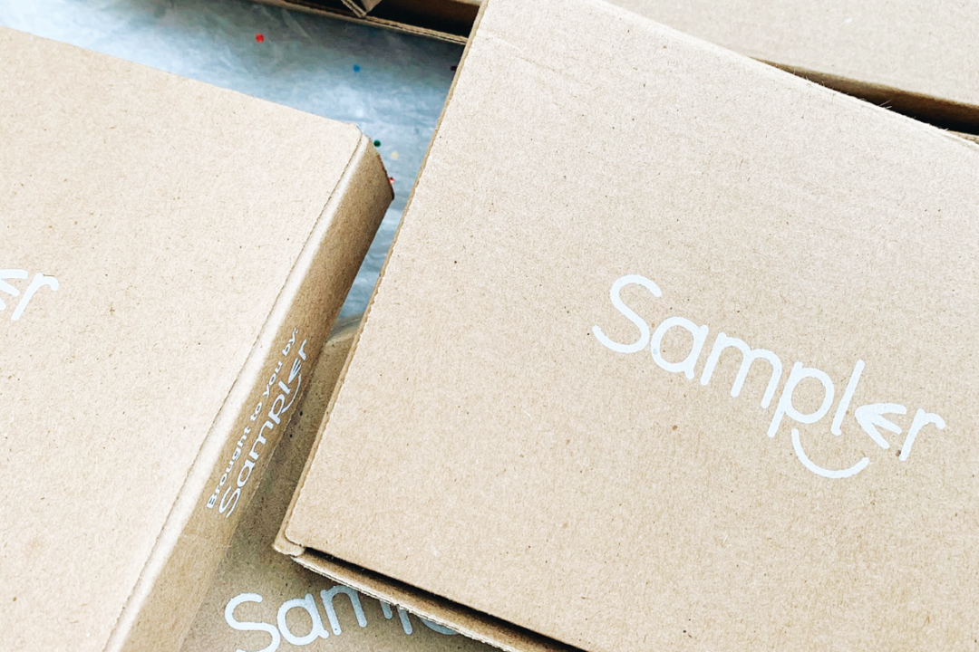 Boxes of free product samples from Sampler
