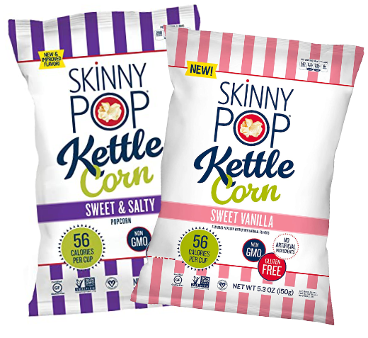 SkinnyPop porcorn in vanilla and spicy flavors