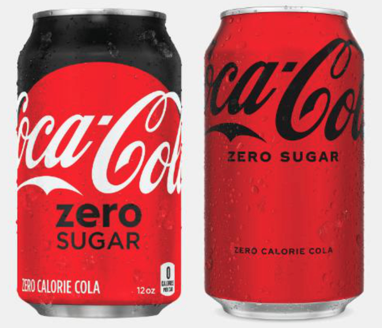 New Coca-Cola Zero Sugar and old Coca-Cola Zero Sugar
