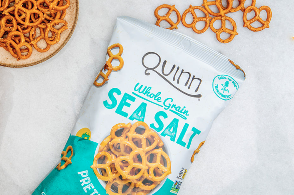 Whole grain sea salt pretzels from Quinn