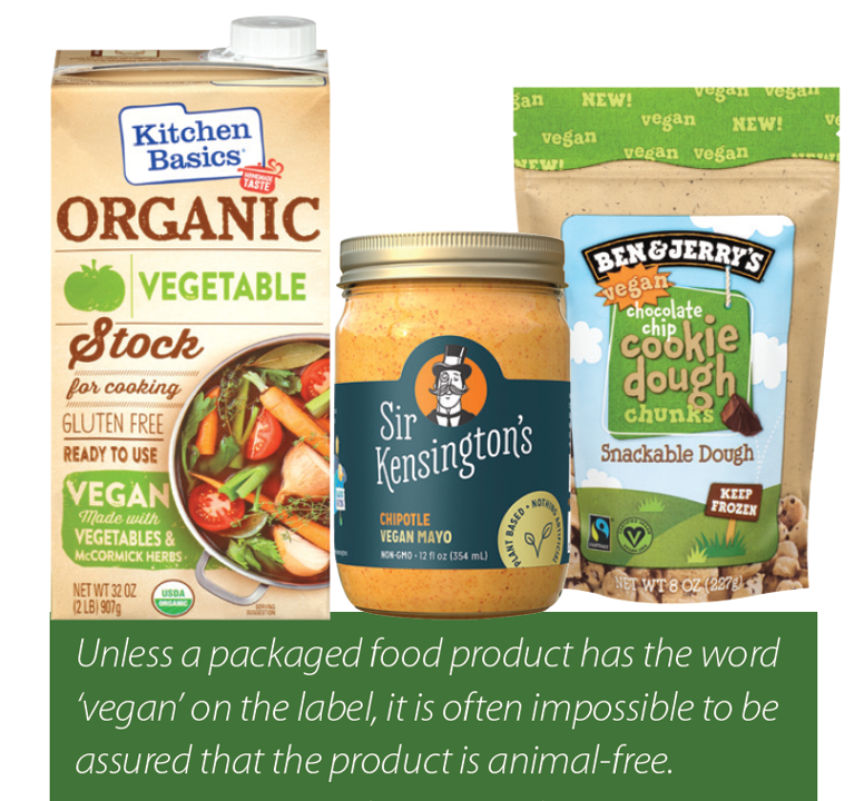 Products with vegan or animal free labels