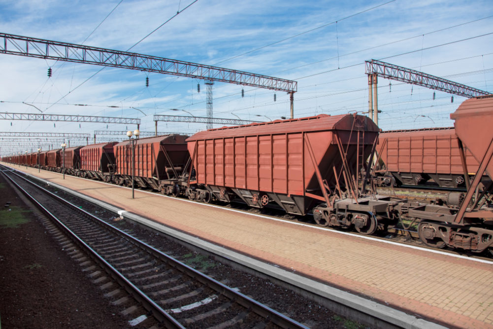 Railway with grain carrier trains