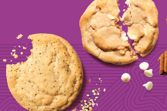 Insomnia Cookies Everything Bagel Cookie and Cinnamon Bun Cookie