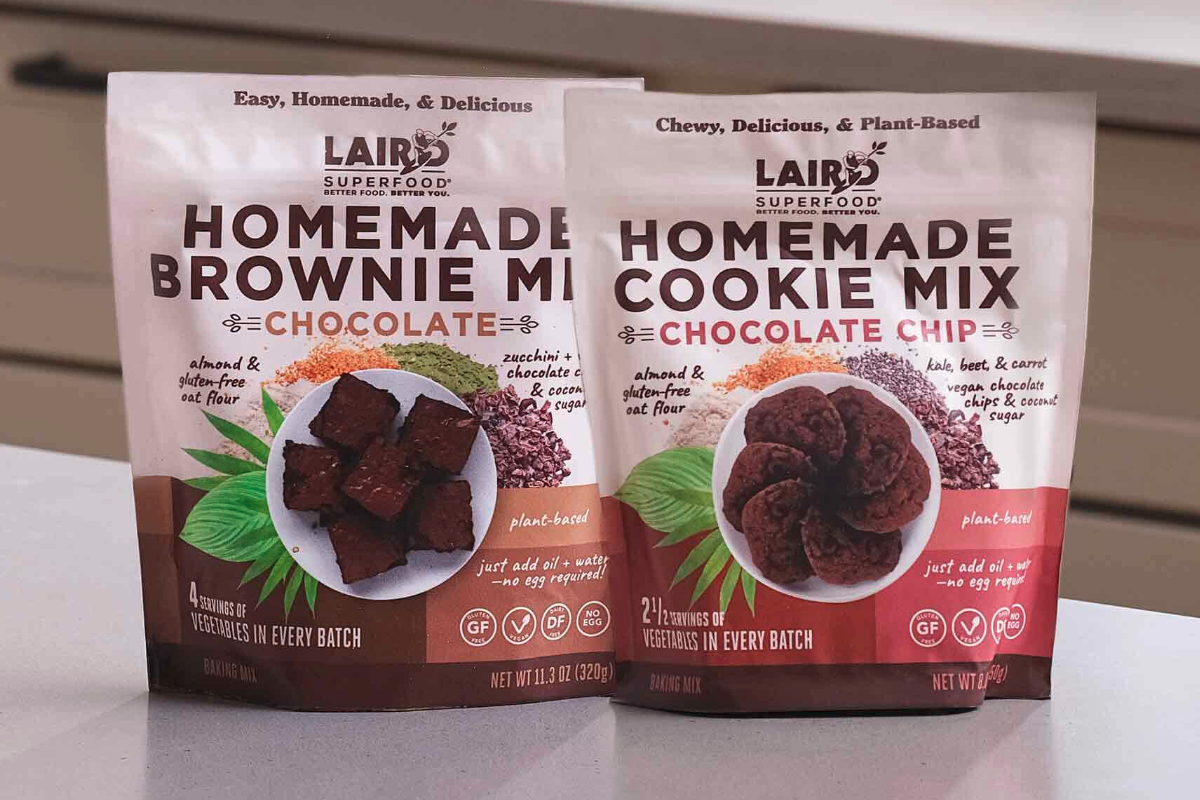 Laird Superfood brownie and cookie baking mixes