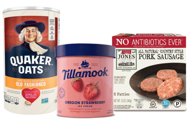 Quaker oats, Tillamook ice cream and Jones Dairy Farm pork