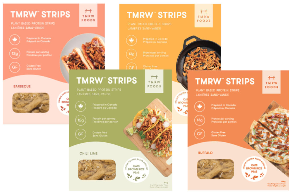 TMRW Foods plant-based strips and shreds