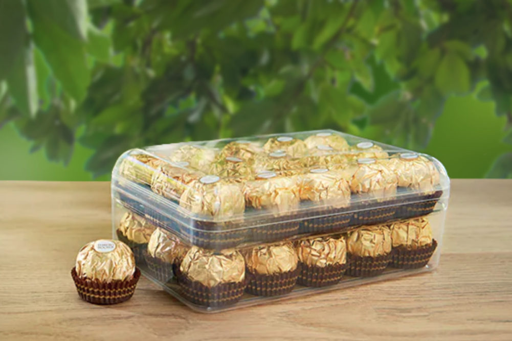 Recyclable eco-designed box for Ferrero Rocher chocolates