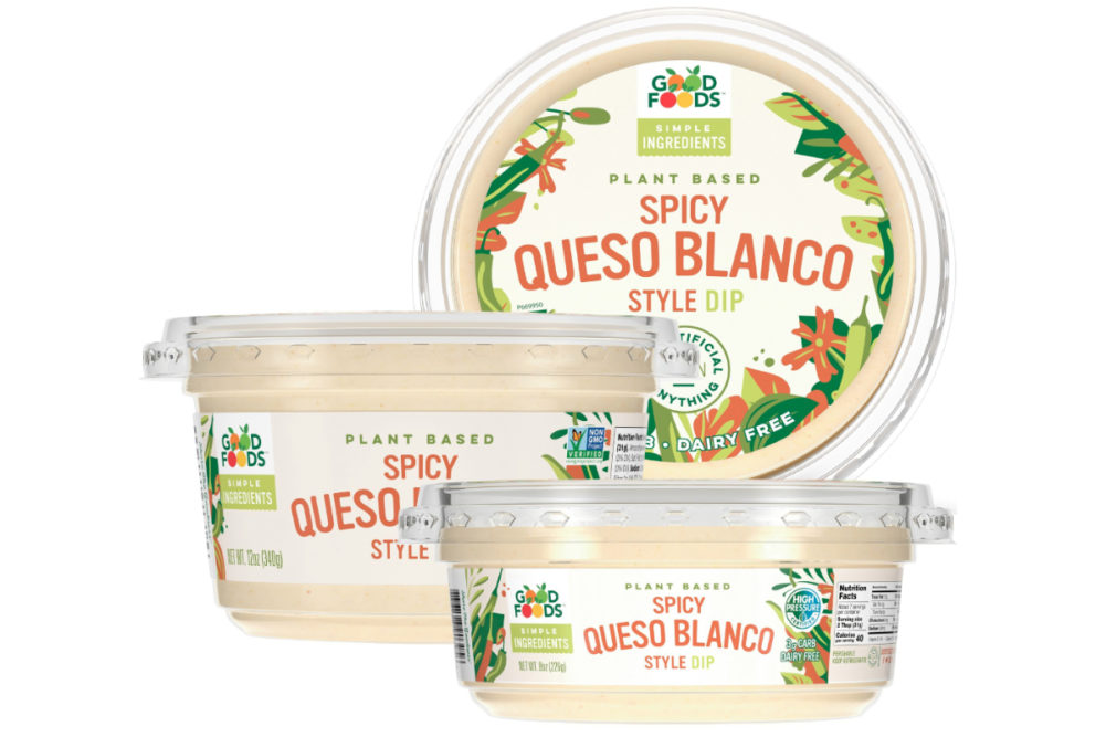 Good Foods plant-based Spicy Queso Blanco Style Dip