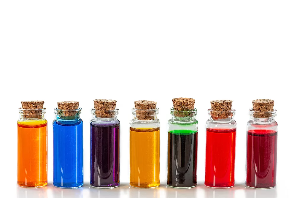 Food coloring in bottles