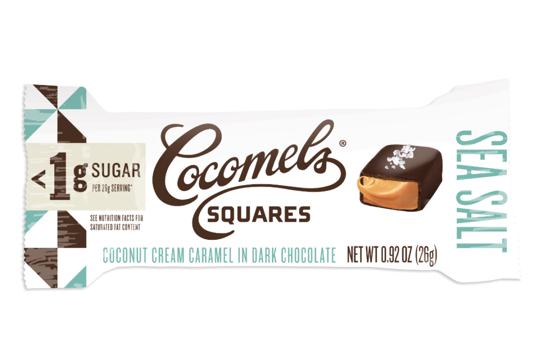 low-sugar chocolate-covered sea salt squares from Cocomels