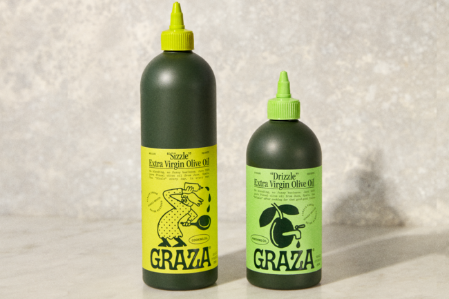 Two squeeze olive oil bottles from Graza
