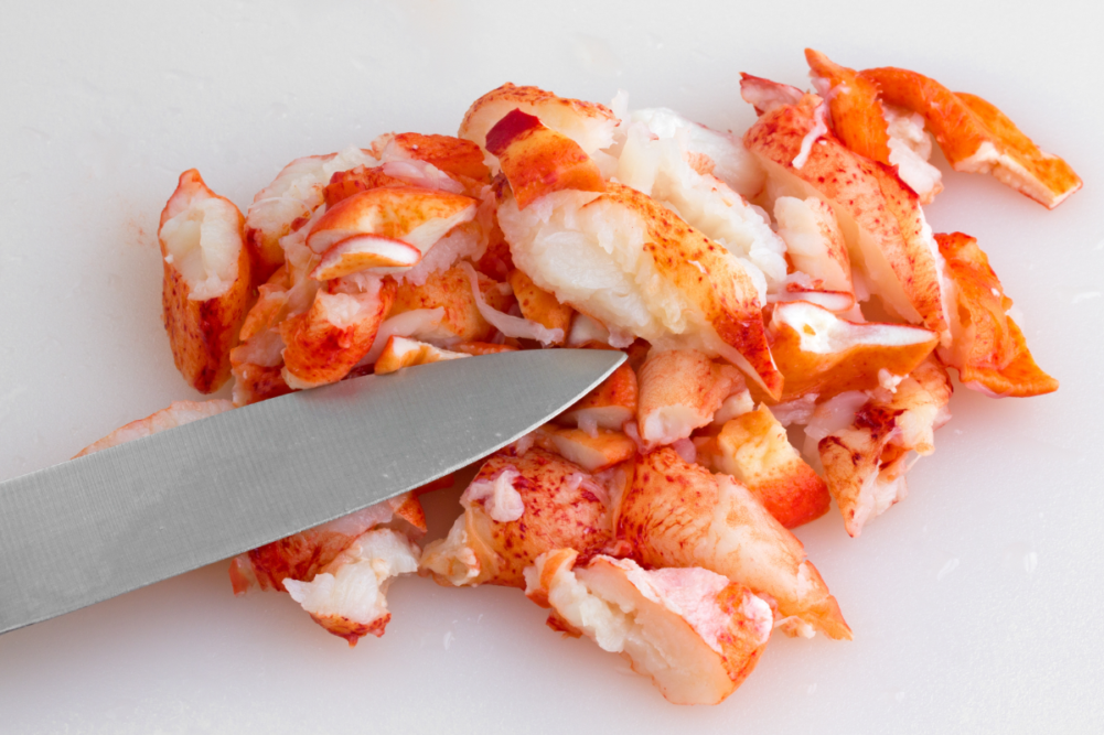 Seafood with knife