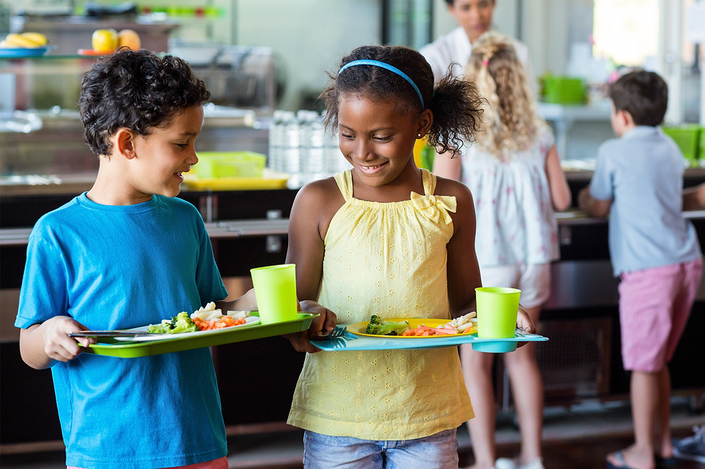 Children at school lunchtime