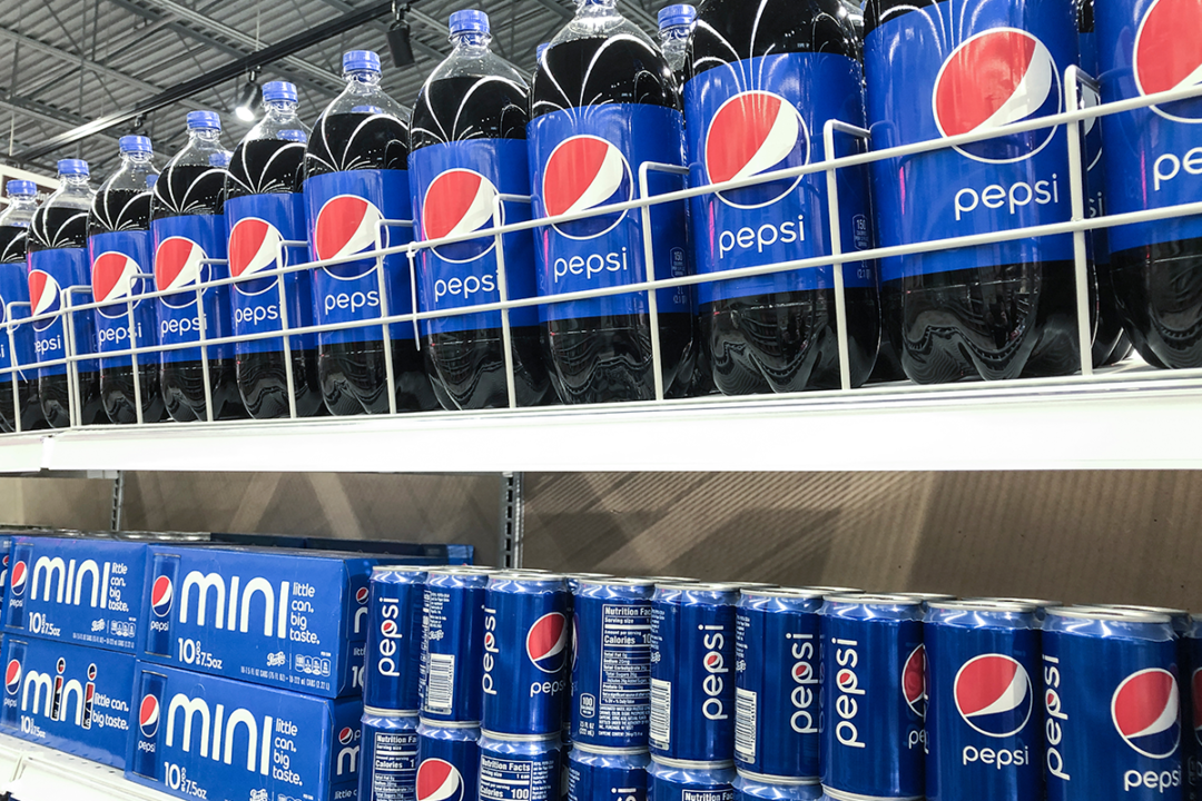 Pepsi sodas on a shelf