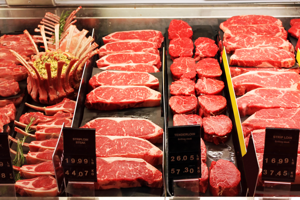 Red meat in a case