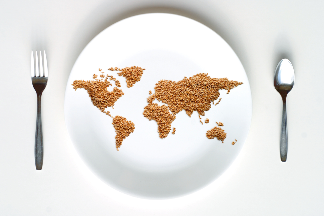 World map made with grain