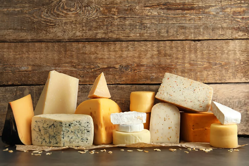 Different types of cheeses