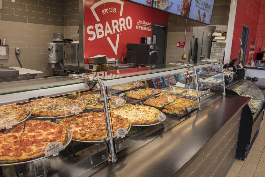 Sbarro pizza display