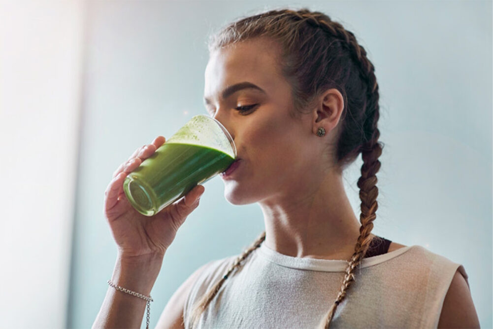 Woman drinking smoothie