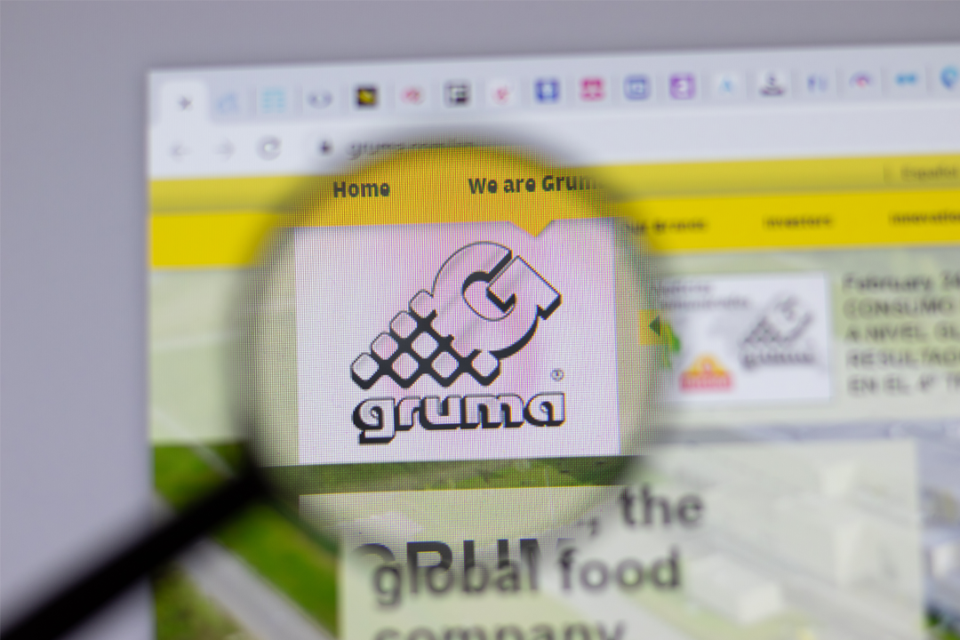 Gruma logo magnified on a website