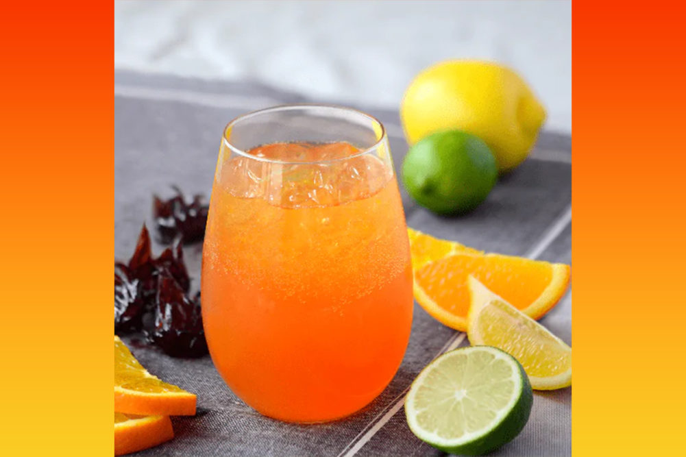 Colorful orange drink in a glass