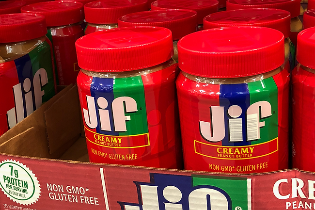 Jif peanut butter jars on a shelf