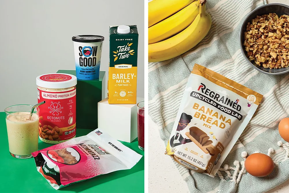 Upcycled food products from Sow Good and ReGrained