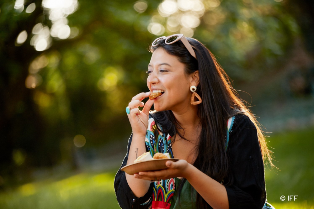 Woman eating a snack